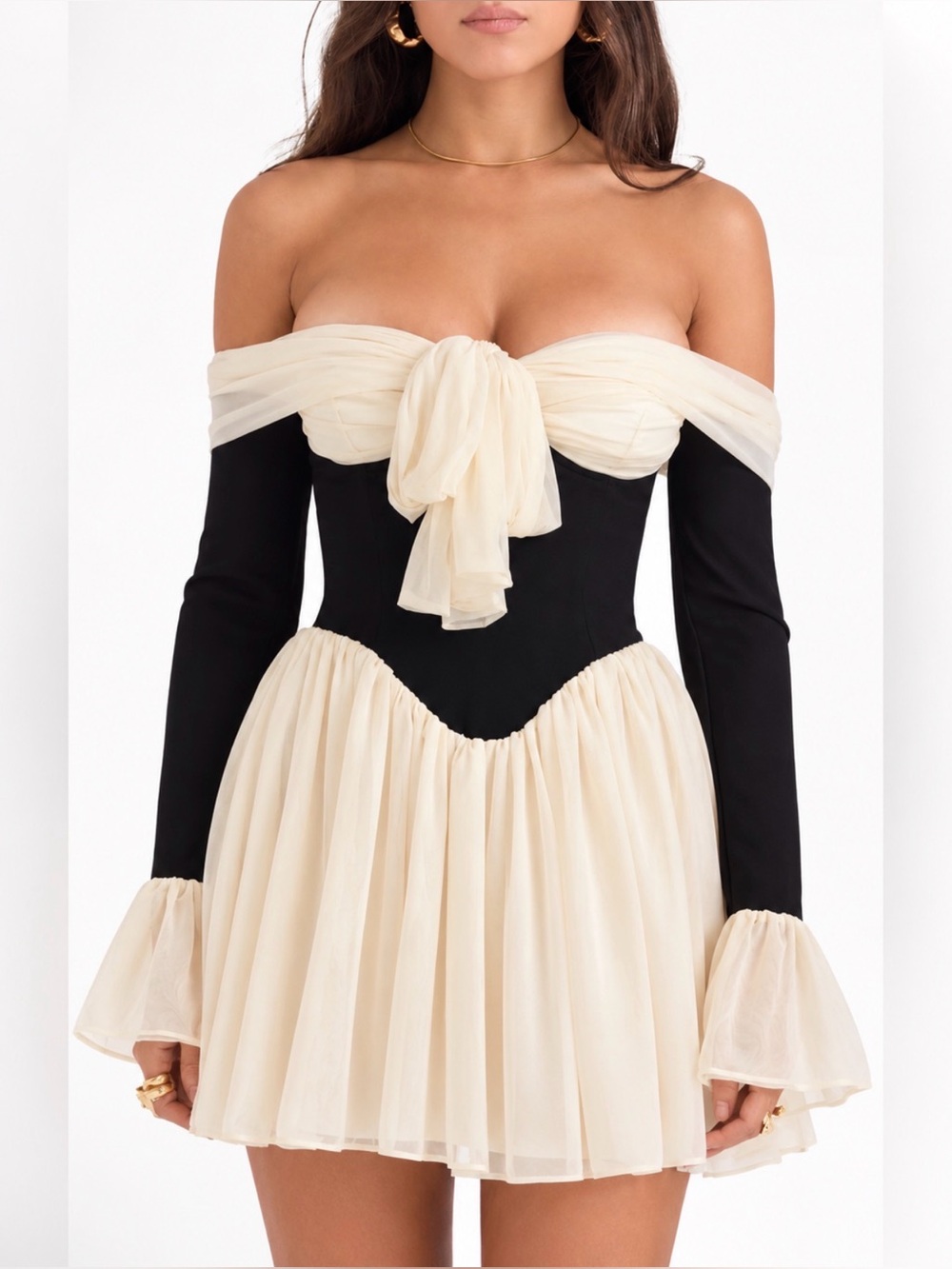 House of CB Alana Strapless Long Sleeve Minidress XS